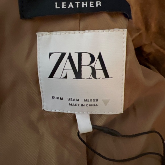 NWT Zara genuine suede leather jacket tan camel Medium 4341/853 - Picture 2 of 4